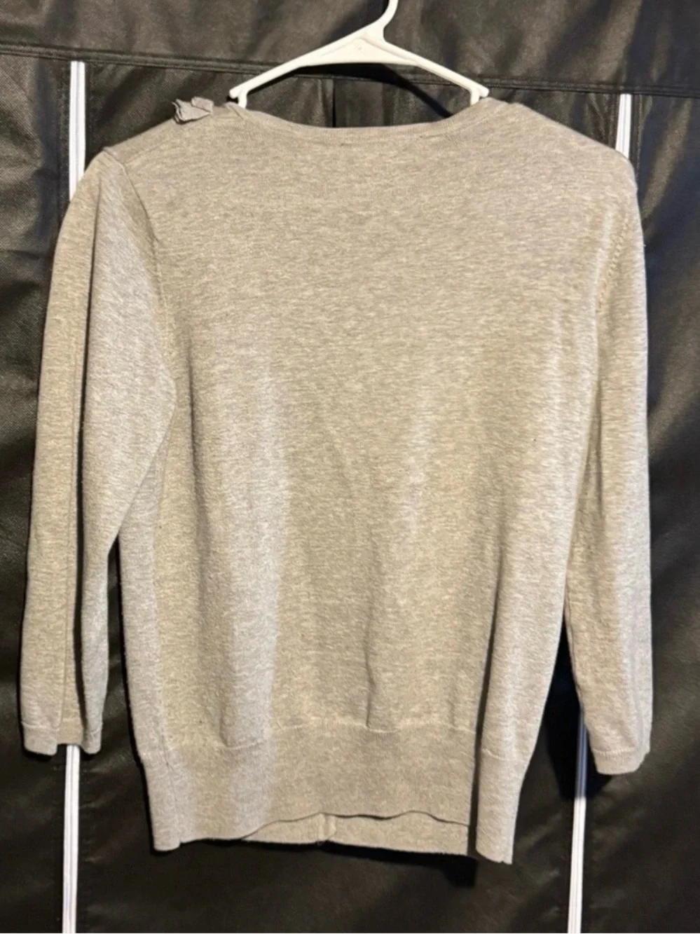 Tracy M Light Gray Ruffle Front Button Cardigan - Picture 3 of 3